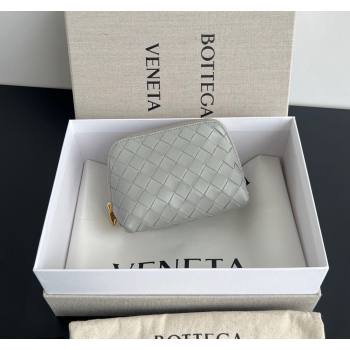 Bottega Veneta Intrecciato Leather Beauty Pouch Grey 2024 764044 (WT-240418096)
