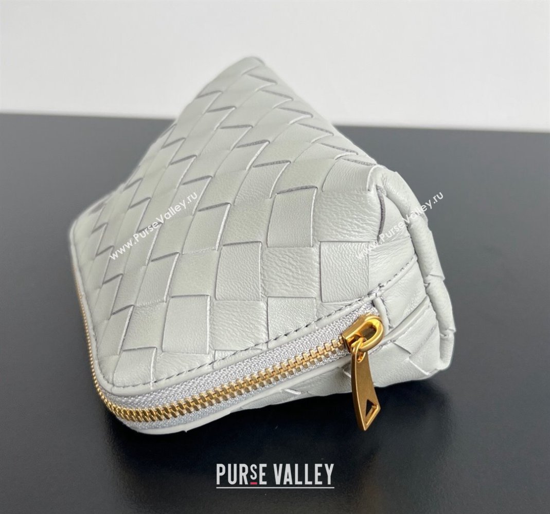 Bottega Veneta Intrecciato Leather Beauty Pouch Grey 2024 764044 (WT-240418096)