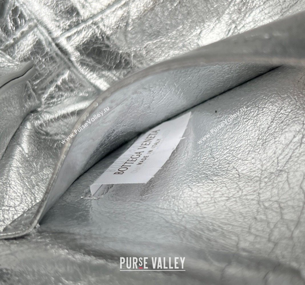 Bottega Veneta Intrecciato Leather Beauty Pouch Silver 2024 764044 (WT-240418097)