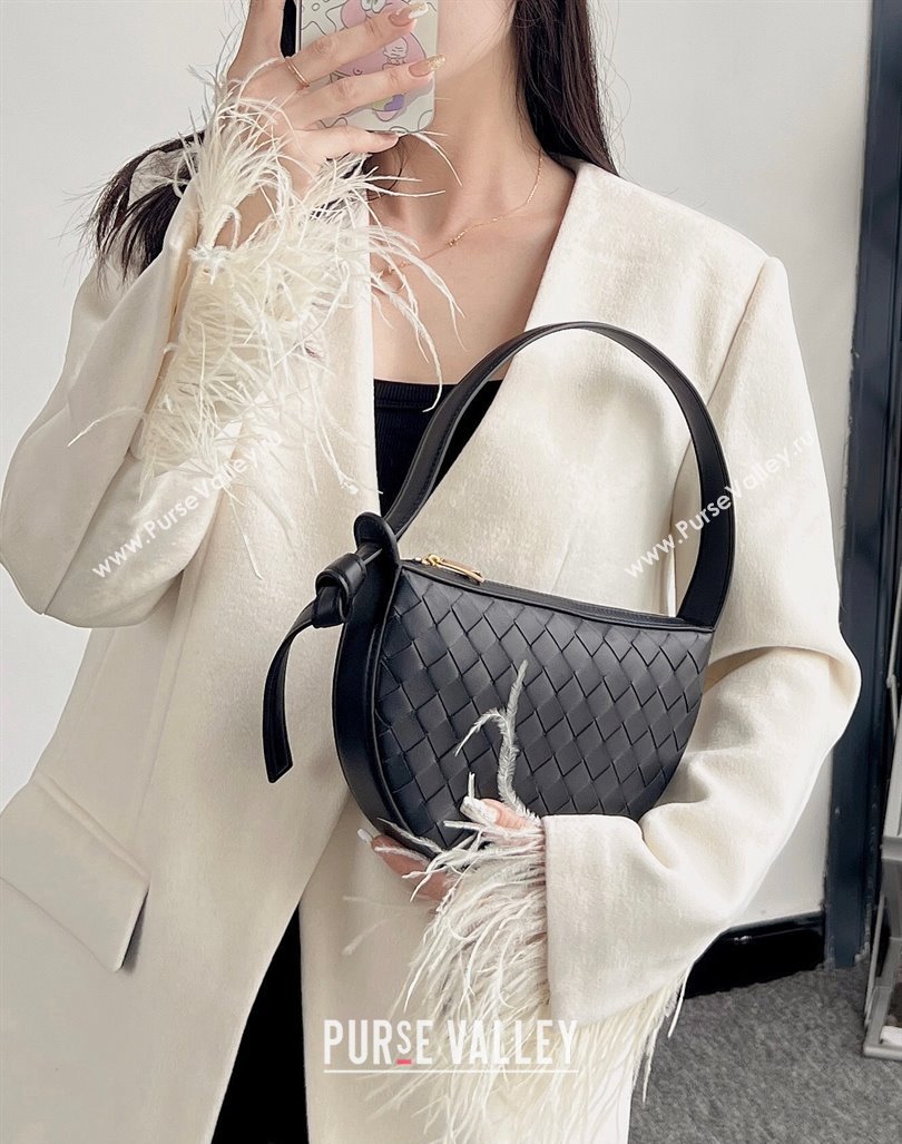 Bottega Veneta Mini Sunrise Hobo Bag Black 2024 763747 (WT-240418102)