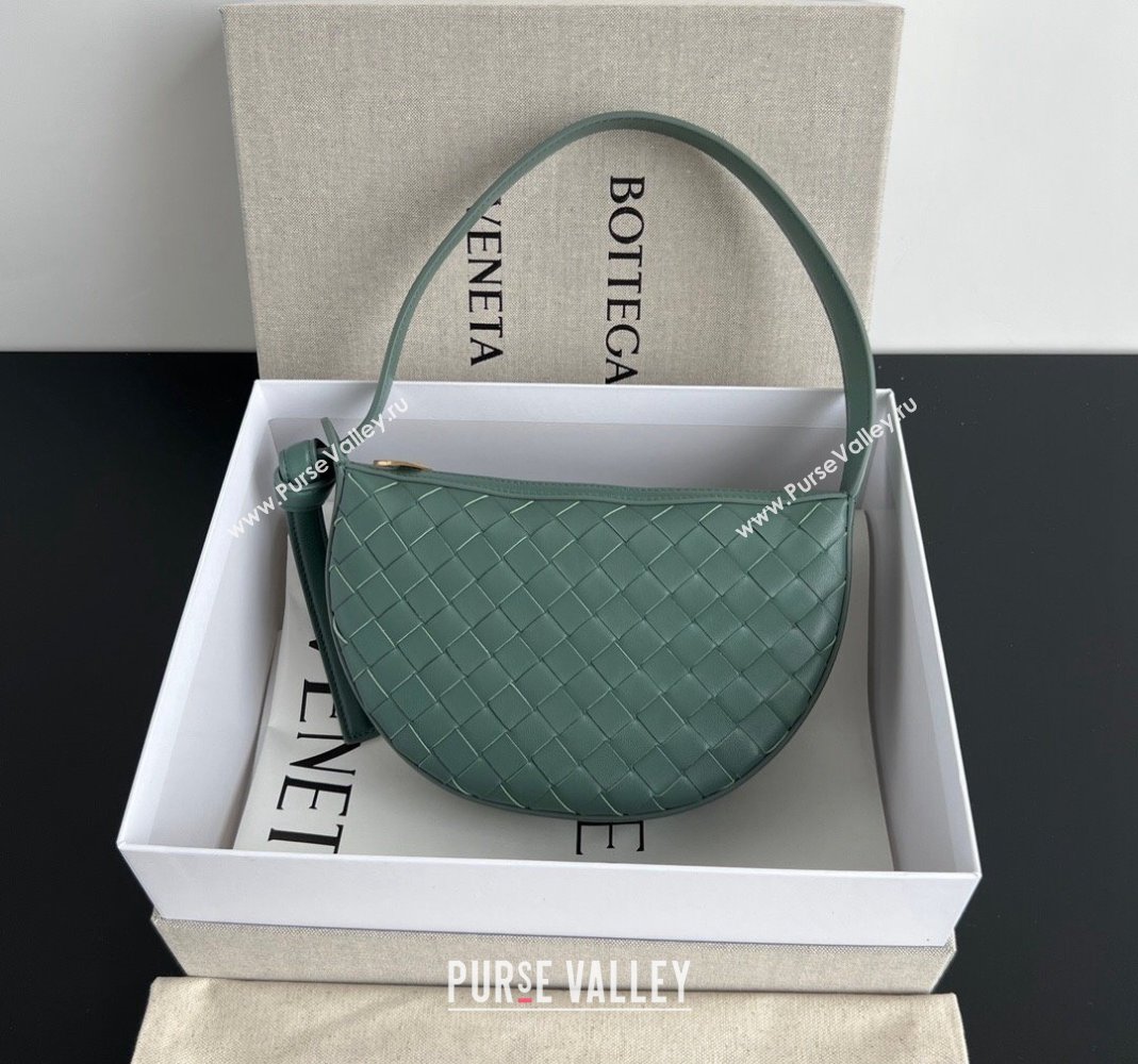 Bottega Veneta Mini Sunrise Hobo Bag Aloe Green 2024 763747 (WT-240418103)