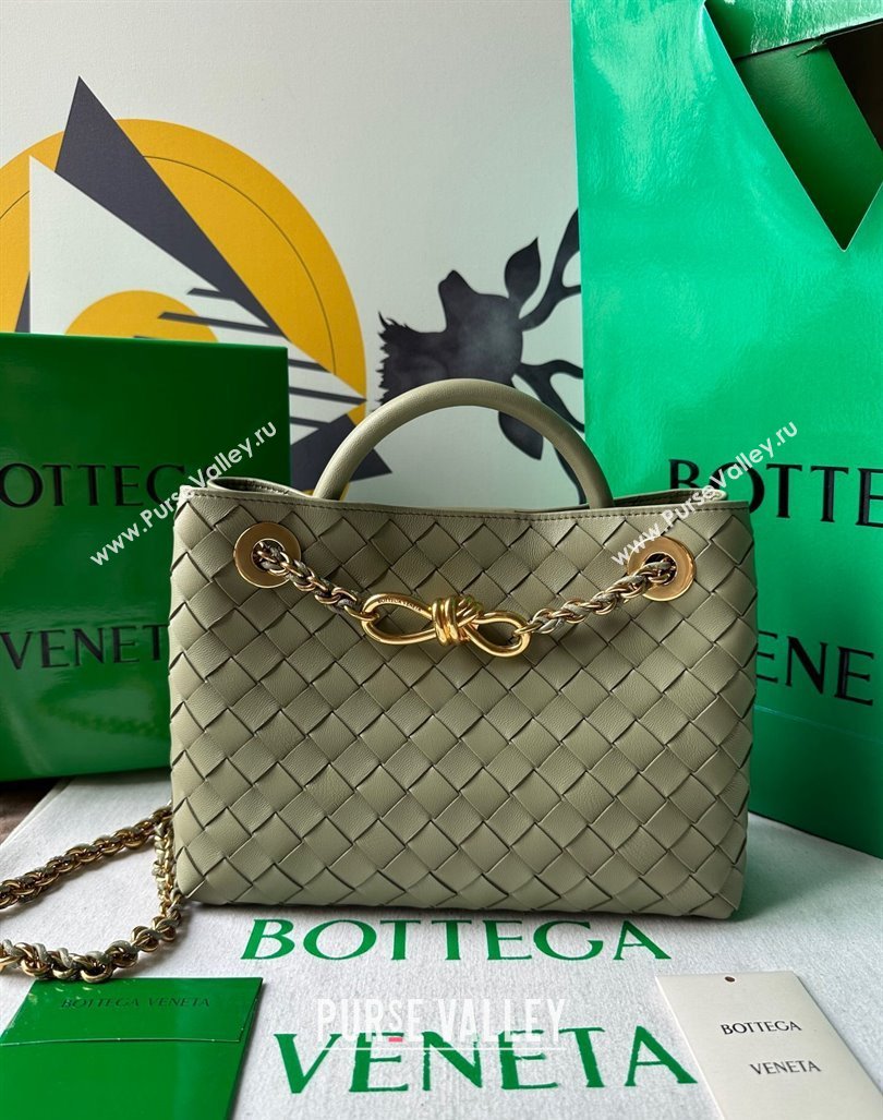 Bottega Veneta Small Andiamo Top Handle Bag With Chain Travertine Green 2024 786008 (WT-240419001)
