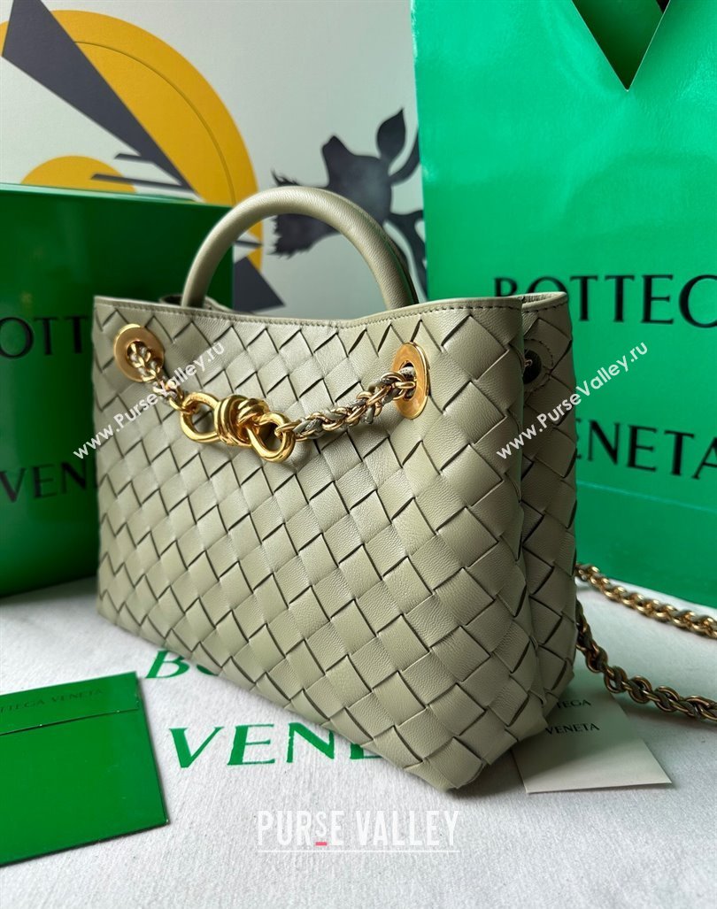 Bottega Veneta Small Andiamo Top Handle Bag With Chain Travertine Green 2024 786008 (WT-240419001)