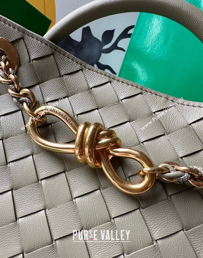 Bottega Veneta Small Andiamo Top Handle Bag With Chain Travertine Green 2024 786008 (WT-240419001)