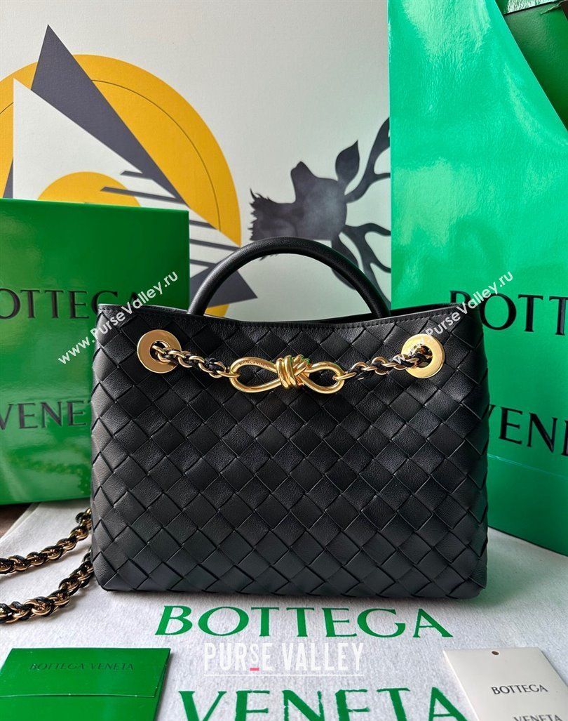 Bottega Veneta Small Andiamo Top Handle Bag With Chain Black 2024 786008 (WT-240419002)