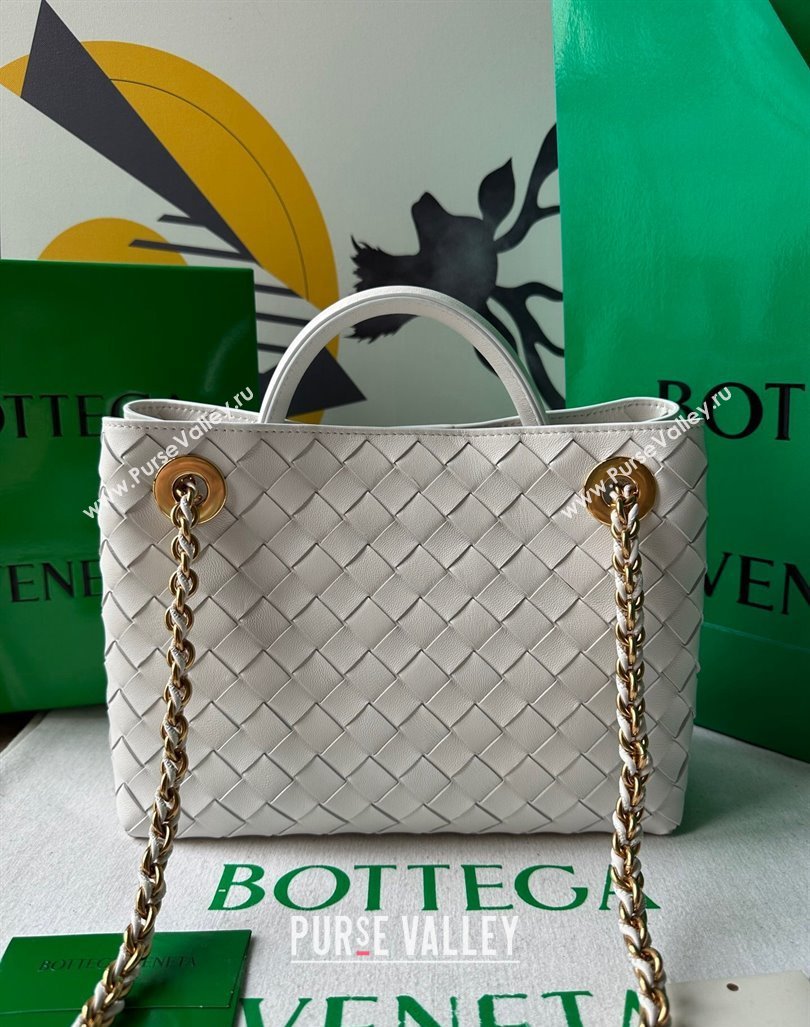 Bottega Veneta Small Andiamo Top Handle Bag With Chain White 2024 786008 (WT-240419003)