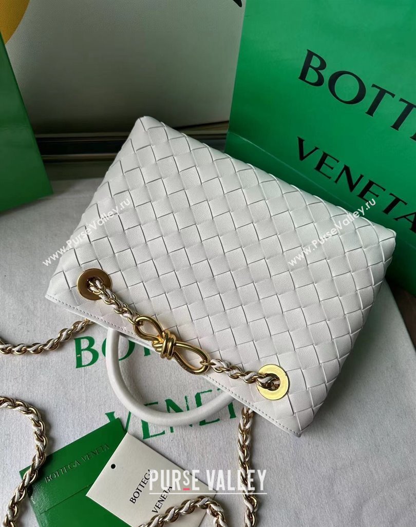 Bottega Veneta Small Andiamo Top Handle Bag With Chain White 2024 786008 (WT-240419003)