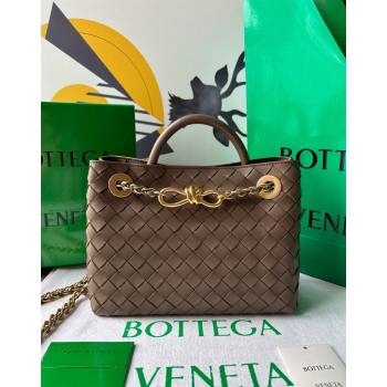 Bottega Veneta Small Andiamo Top Handle Bag With Chain Taupe Grey 2024 786008 (WT-240419004)