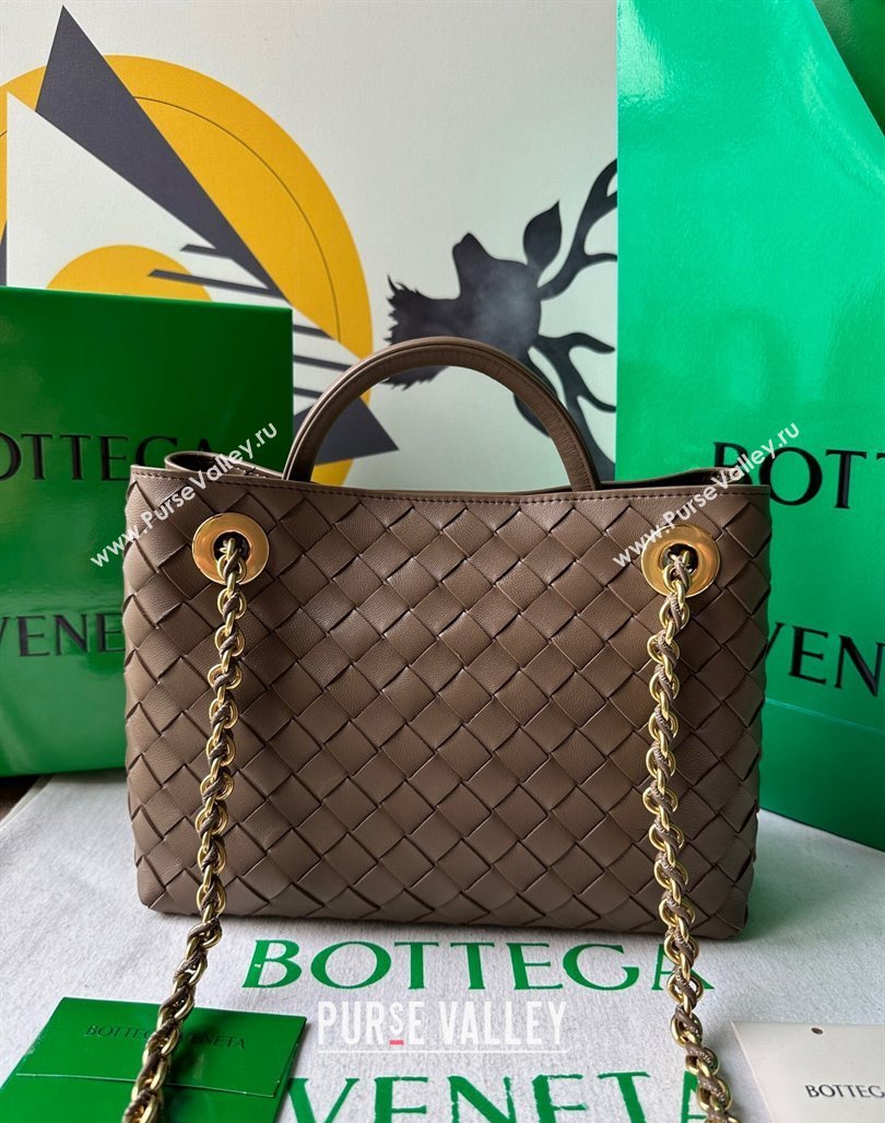 Bottega Veneta Small Andiamo Top Handle Bag With Chain Taupe Grey 2024 786008 (WT-240419004)