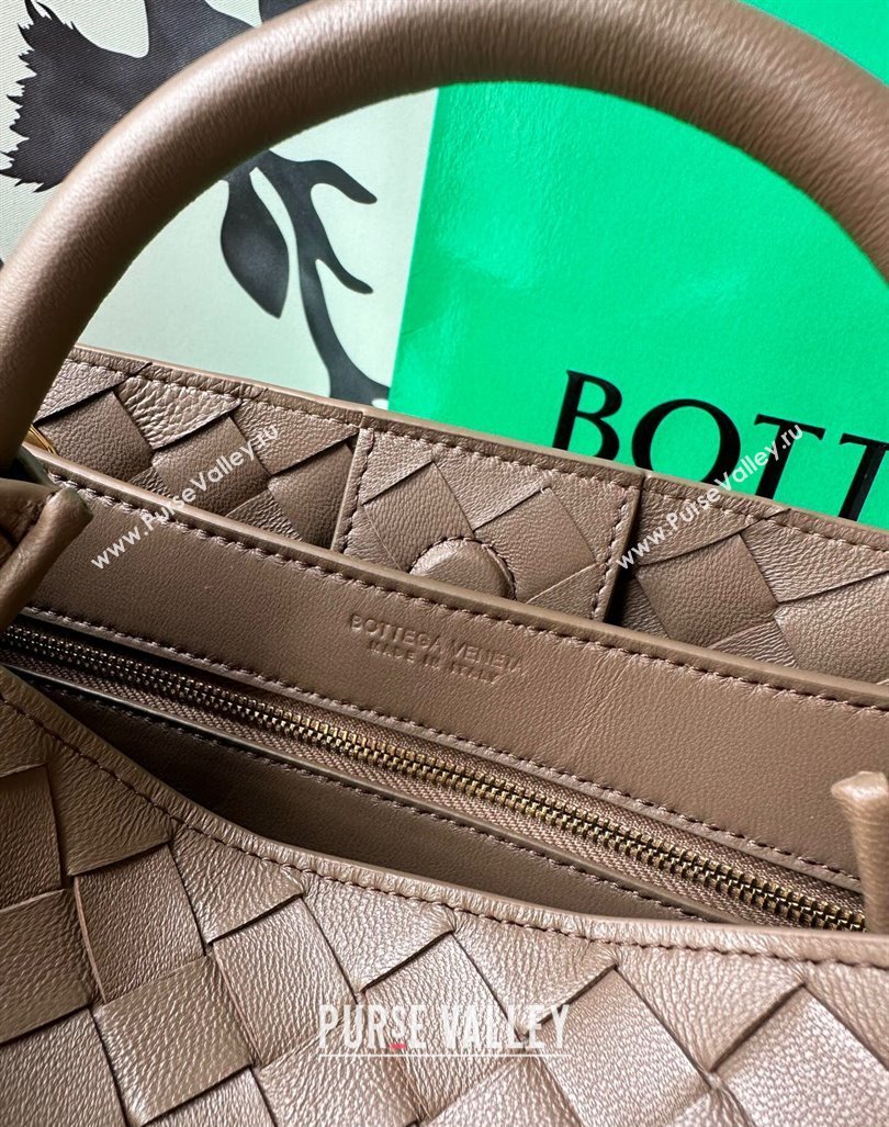 Bottega Veneta Small Andiamo Top Handle Bag With Chain Taupe Grey 2024 786008 (WT-240419004)