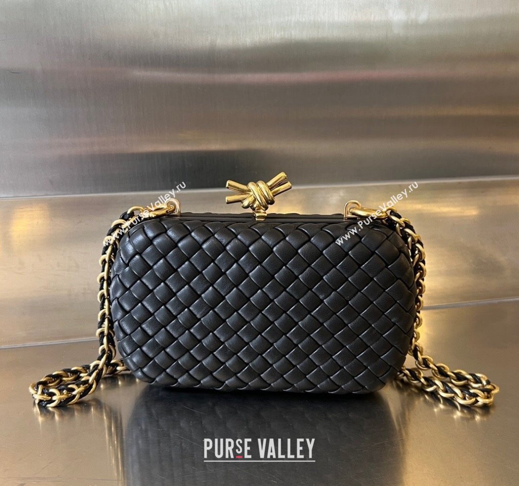 Bottega Veneta Knot With Chain Mini Bag Black 2024 776662 (WT-240419007)