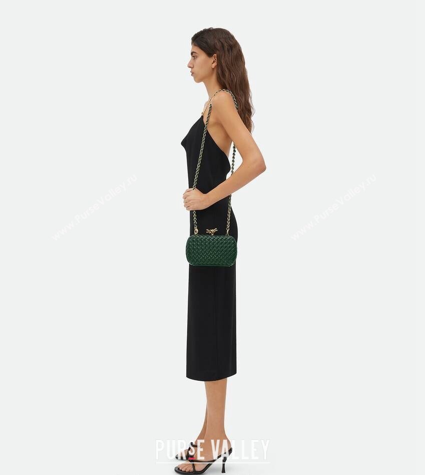Bottega Veneta Knot With Chain Mini Bag Emerald Green 2024 776662 (WT-240419008)