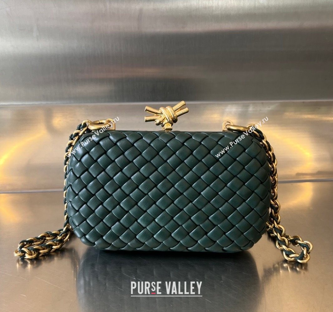 Bottega Veneta Knot With Chain Mini Bag Emerald Green 2024 776662 (WT-240419008)
