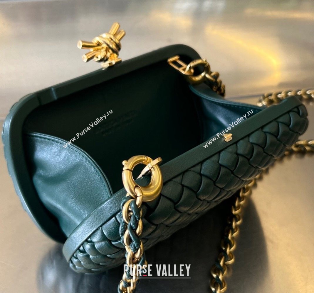 Bottega Veneta Knot With Chain Mini Bag Emerald Green 2024 776662 (WT-240419008)