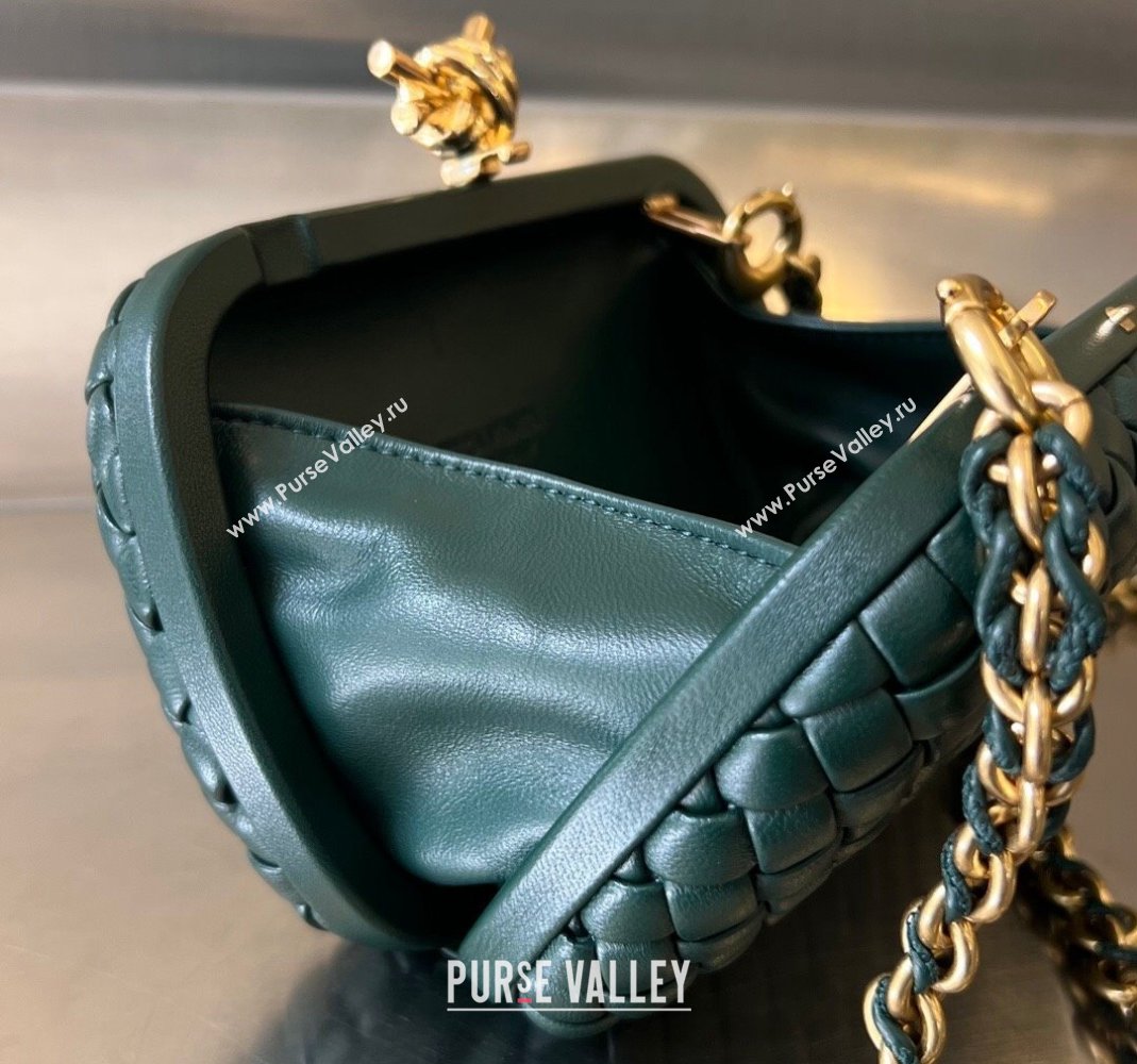 Bottega Veneta Knot With Chain Mini Bag Emerald Green 2024 776662 (WT-240419008)