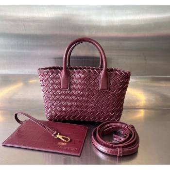 Bottega Veneta Mini Cabat Tote Bag in Intreccio Alligator Embossed Leather Barolo Red 2024 717712 (WT-240419013)