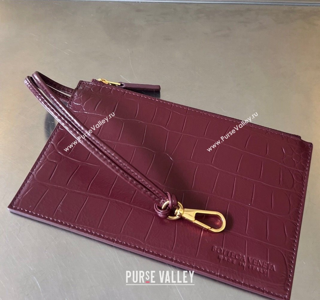 Bottega Veneta Mini Cabat Tote Bag in Intreccio Alligator Embossed Leather Barolo Red 2024 717712 (WT-240419013)