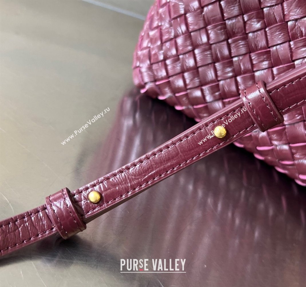 Bottega Veneta Mini Cabat Tote Bag in Intreccio Alligator Embossed Leather Barolo Red 2024 717712 (WT-240419013)