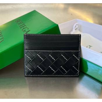 Bottega Veneta Intrecciato Leather Credit Card Case with All-over Stitching Black 2024 743209 (WT-240418089)