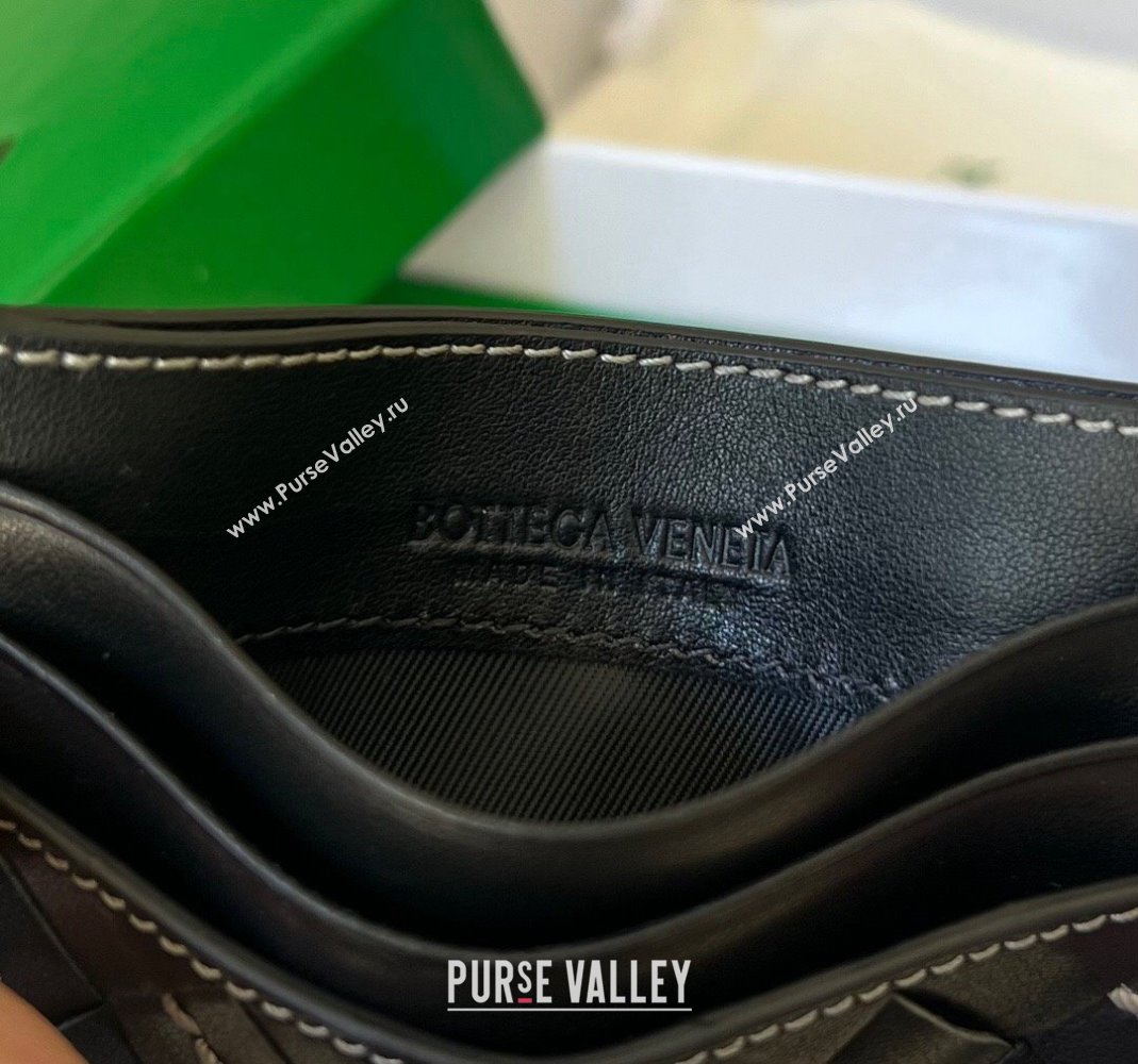 Bottega Veneta Intrecciato Leather Credit Card Case with All-over Stitching Black 2024 743209 (WT-240418089)