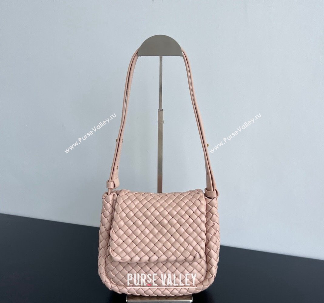 Bottega Veneta Mini Cobble Shoulder Bag in Padded Intrecciato Leather Lotus Pink 2024 762711 (WT-240419023)