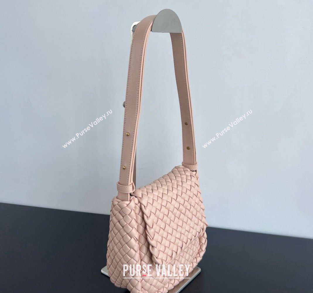 Bottega Veneta Mini Cobble Shoulder Bag in Padded Intrecciato Leather Lotus Pink 2024 762711 (WT-240419023)