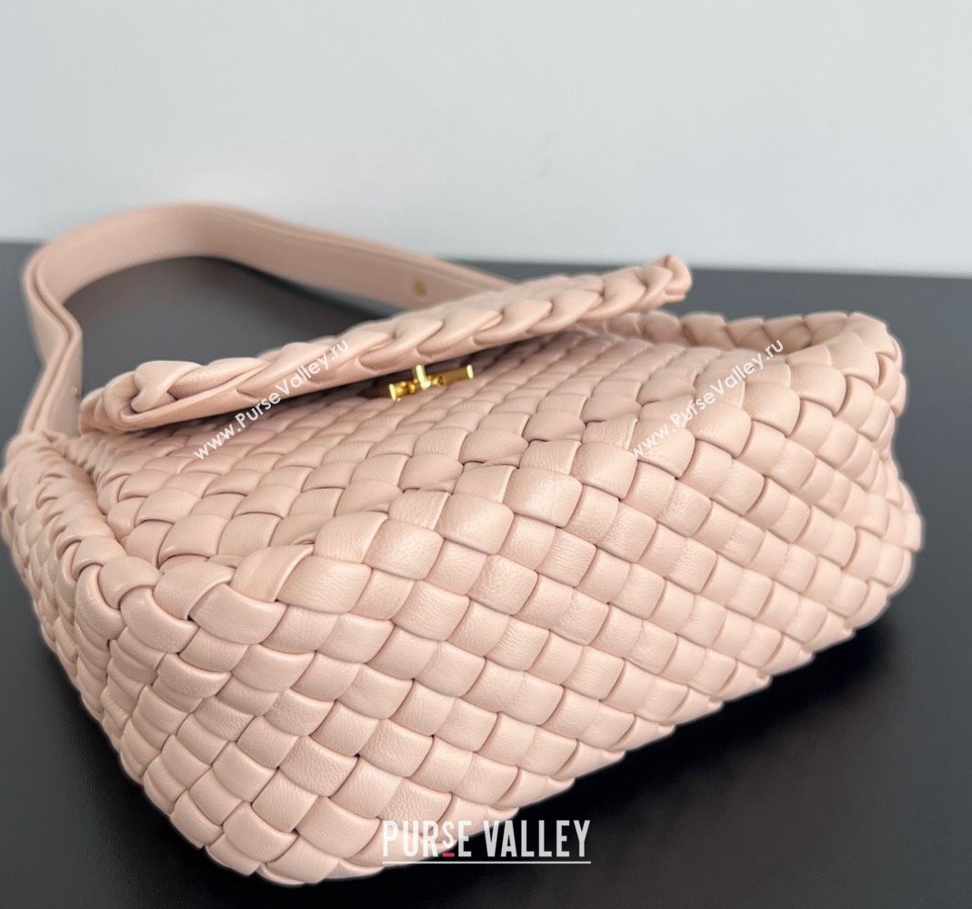 Bottega Veneta Mini Cobble Shoulder Bag in Padded Intrecciato Leather Lotus Pink 2024 762711 (WT-240419023)