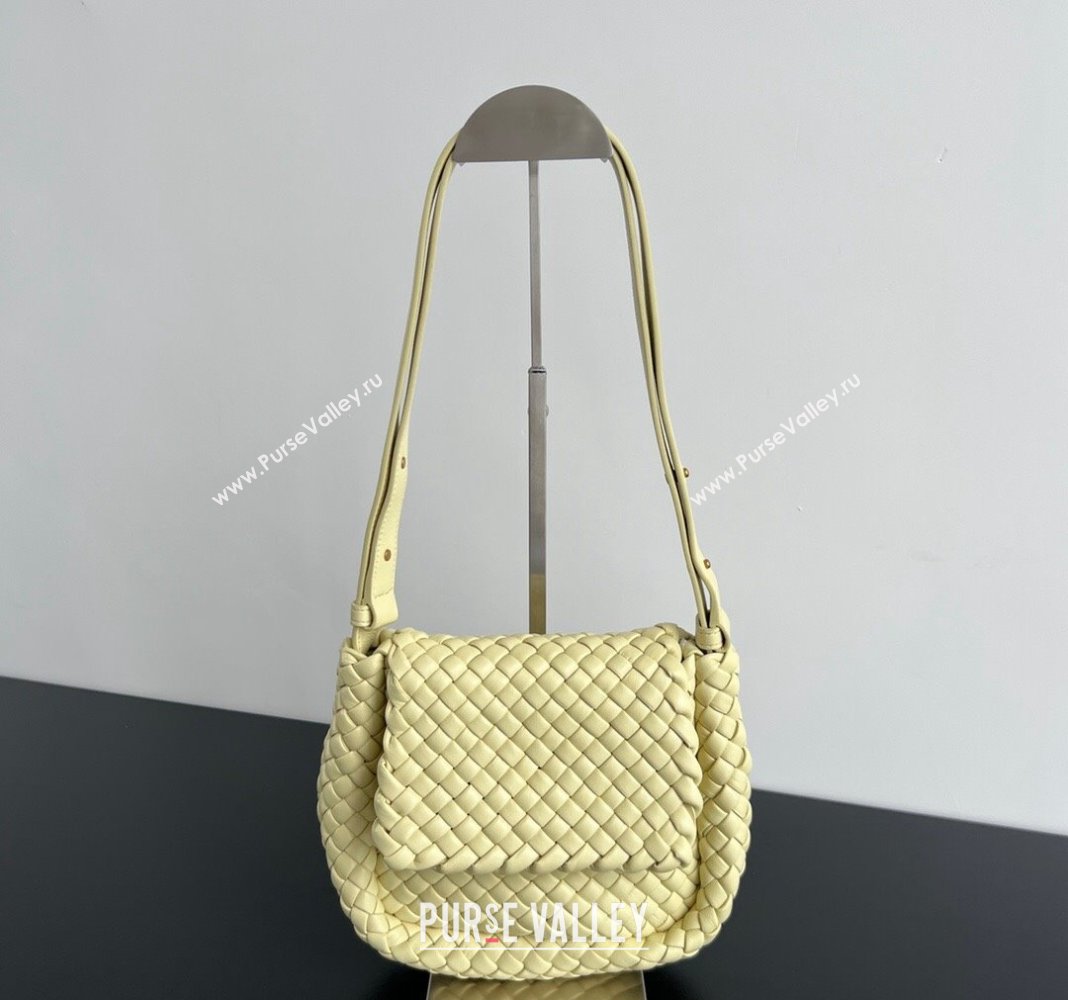 Bottega Veneta Mini Cobble Shoulder Bag in Padded Intrecciato Leather Yellow 2024 762711 (WT-240419024)