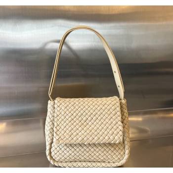 Bottega Veneta Cobble Small Shoulder Bag in Intreccio Leather Beige 2023 709418 (WT-240419025)