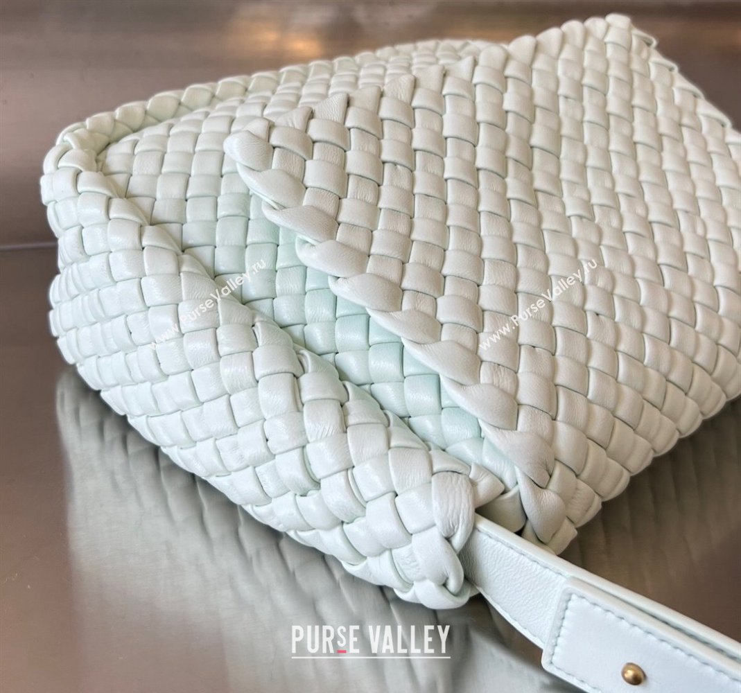 Bottega Veneta Cobble Small Shoulder Bag in Intreccio Leather Glacier Green 2023 709418 (WT-240419026)