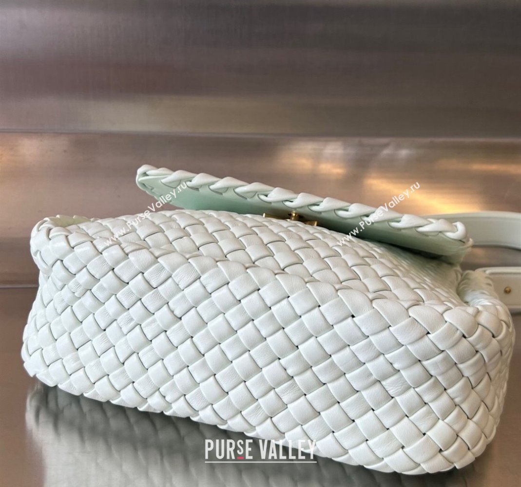 Bottega Veneta Cobble Small Shoulder Bag in Intreccio Leather Glacier Green 2023 709418 (WT-240419026)