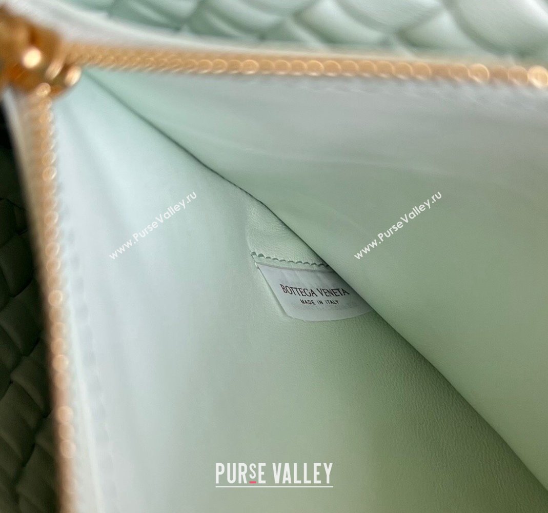 Bottega Veneta Cobble Small Shoulder Bag in Intreccio Leather Glacier Green 2023 709418 (WT-240419026)