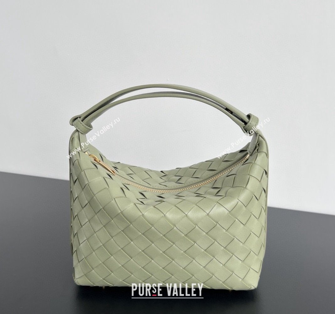 Bottega Veneta Mini Wallace Shoulder Bag in Intrecciato Soft Calfskin Leather 754443 Light Green 2024 (MS-240419027)