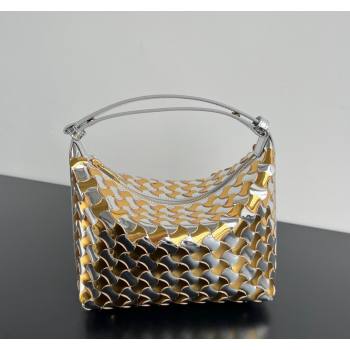 Bottega Veneta Mini Wallace Hobo Bag in Intrecciato Leather 778491 Silver/Gold 2024 (MS-240419029)
