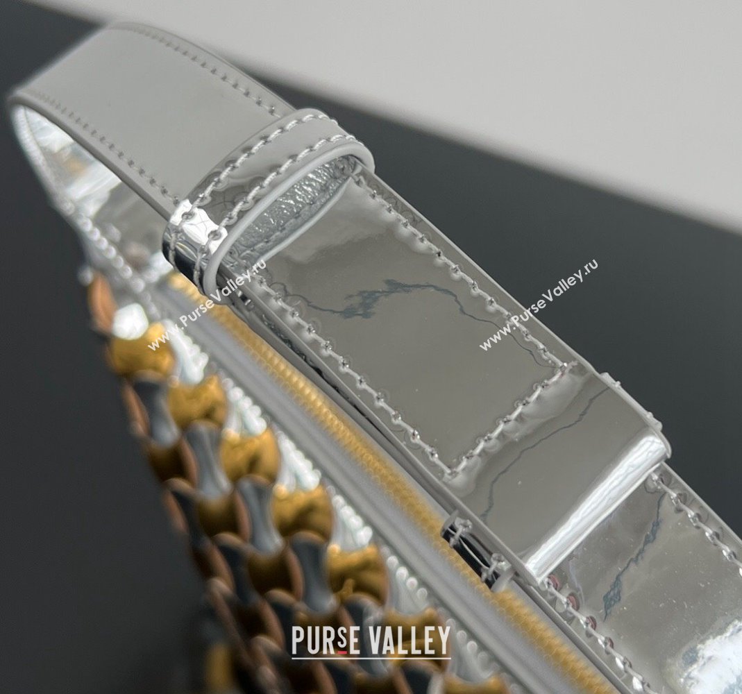 Bottega Veneta Mini Wallace Hobo Bag in Intrecciato Leather 778491 Silver/Gold 2024 (MS-240419029)
