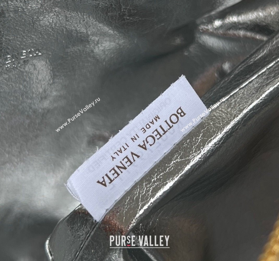 Bottega Veneta Mini Wallace Hobo Bag in Intrecciato Leather 778491 Silver/Gold 2024 (MS-240419029)
