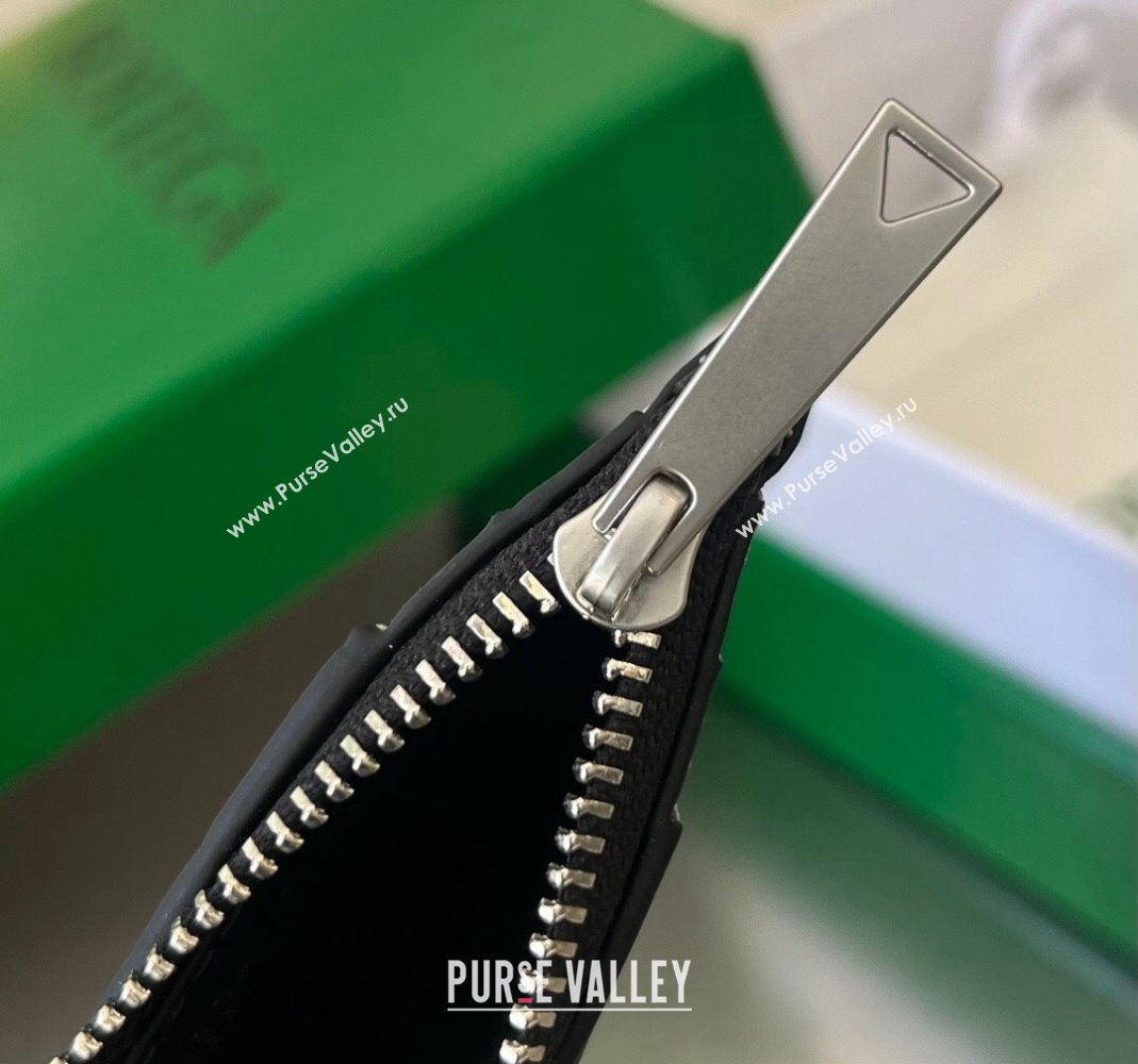 Bottega Veneta Intrecciato Leather Zipped Card Case with All-over Stitching Black 2024 755985 (WT-240418090)