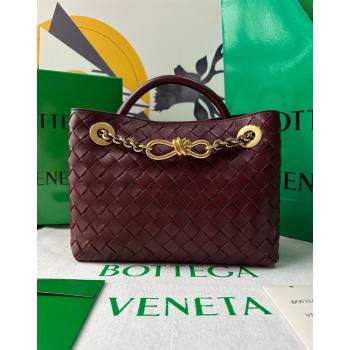 Bottega Veneta Small Andiamo Top Handle Bag With Chain Burgundy 2024 786008 (WT-240419006)