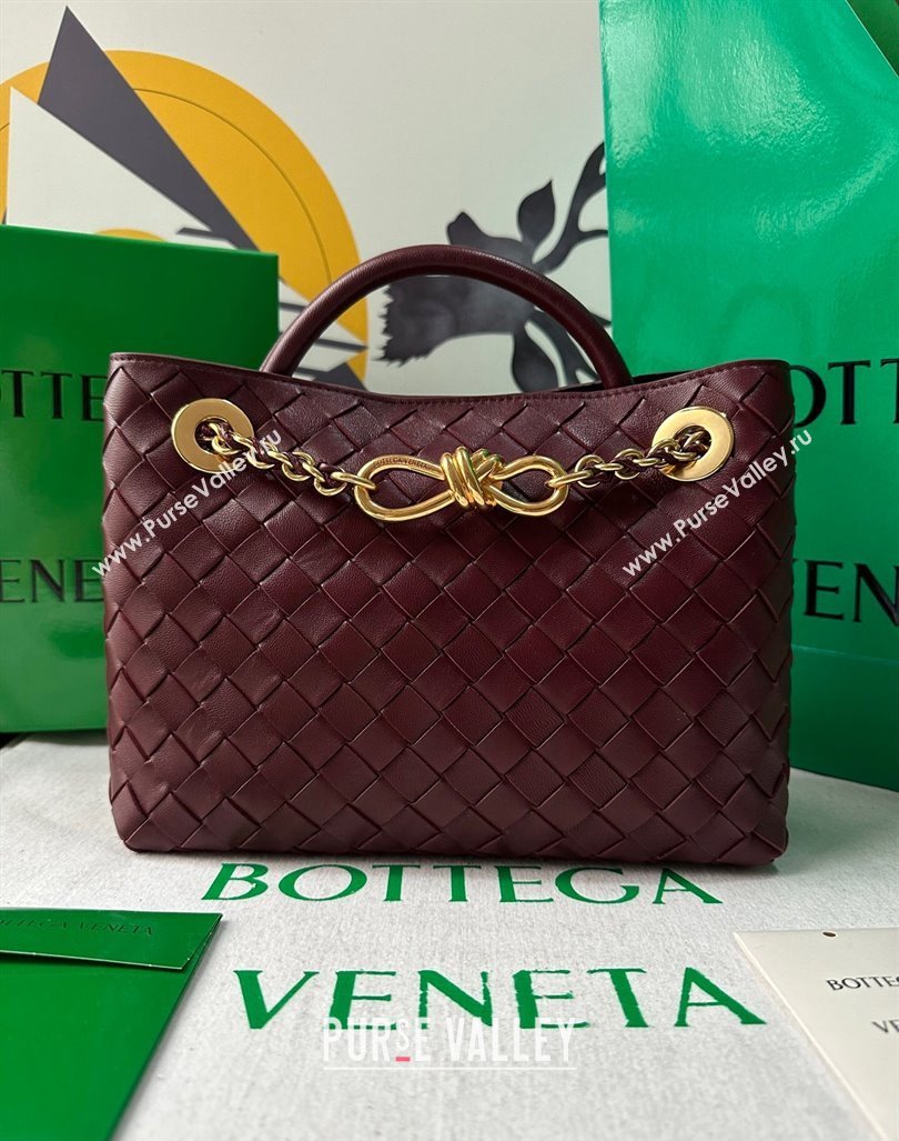 Bottega Veneta Small Andiamo Top Handle Bag With Chain Burgundy 2024 786008 (WT-240419006)