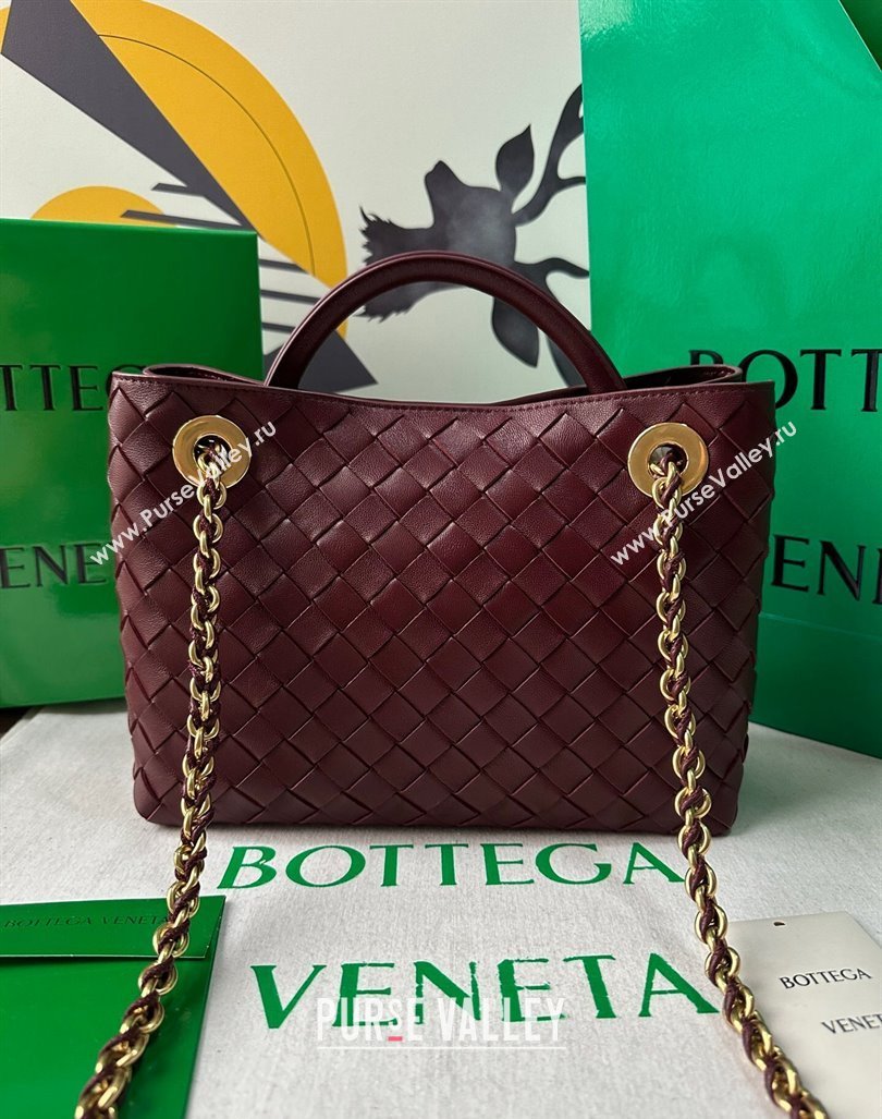 Bottega Veneta Small Andiamo Top Handle Bag With Chain Burgundy 2024 786008 (WT-240419006)