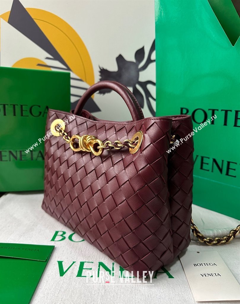 Bottega Veneta Small Andiamo Top Handle Bag With Chain Burgundy 2024 786008 (WT-240419006)