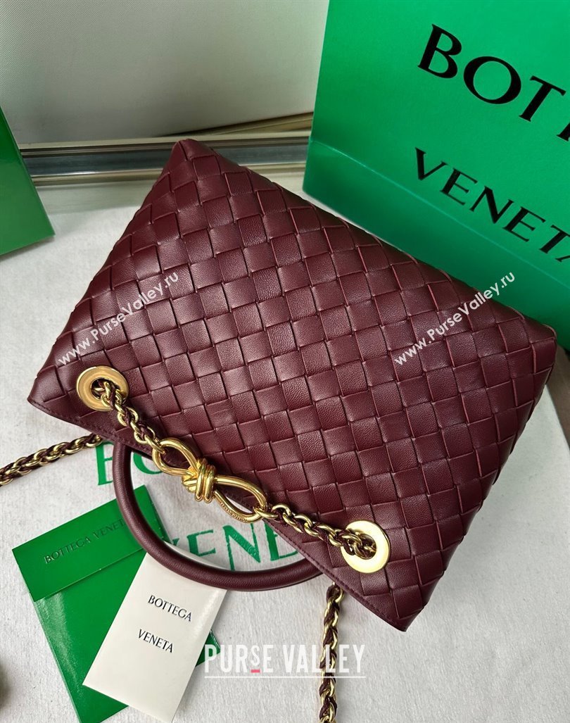 Bottega Veneta Small Andiamo Top Handle Bag With Chain Burgundy 2024 786008 (WT-240419006)