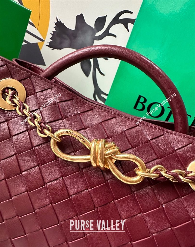 Bottega Veneta Small Andiamo Top Handle Bag With Chain Burgundy 2024 786008 (WT-240419006)