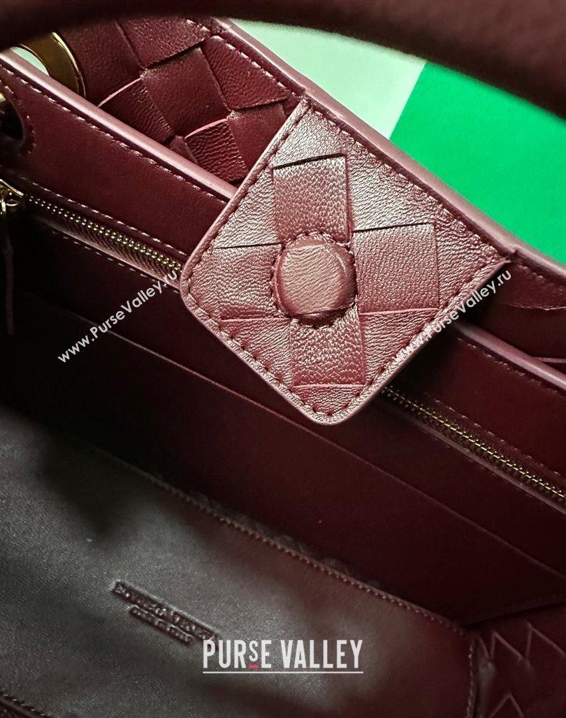 Bottega Veneta Small Andiamo Top Handle Bag With Chain Burgundy 2024 786008 (WT-240419006)