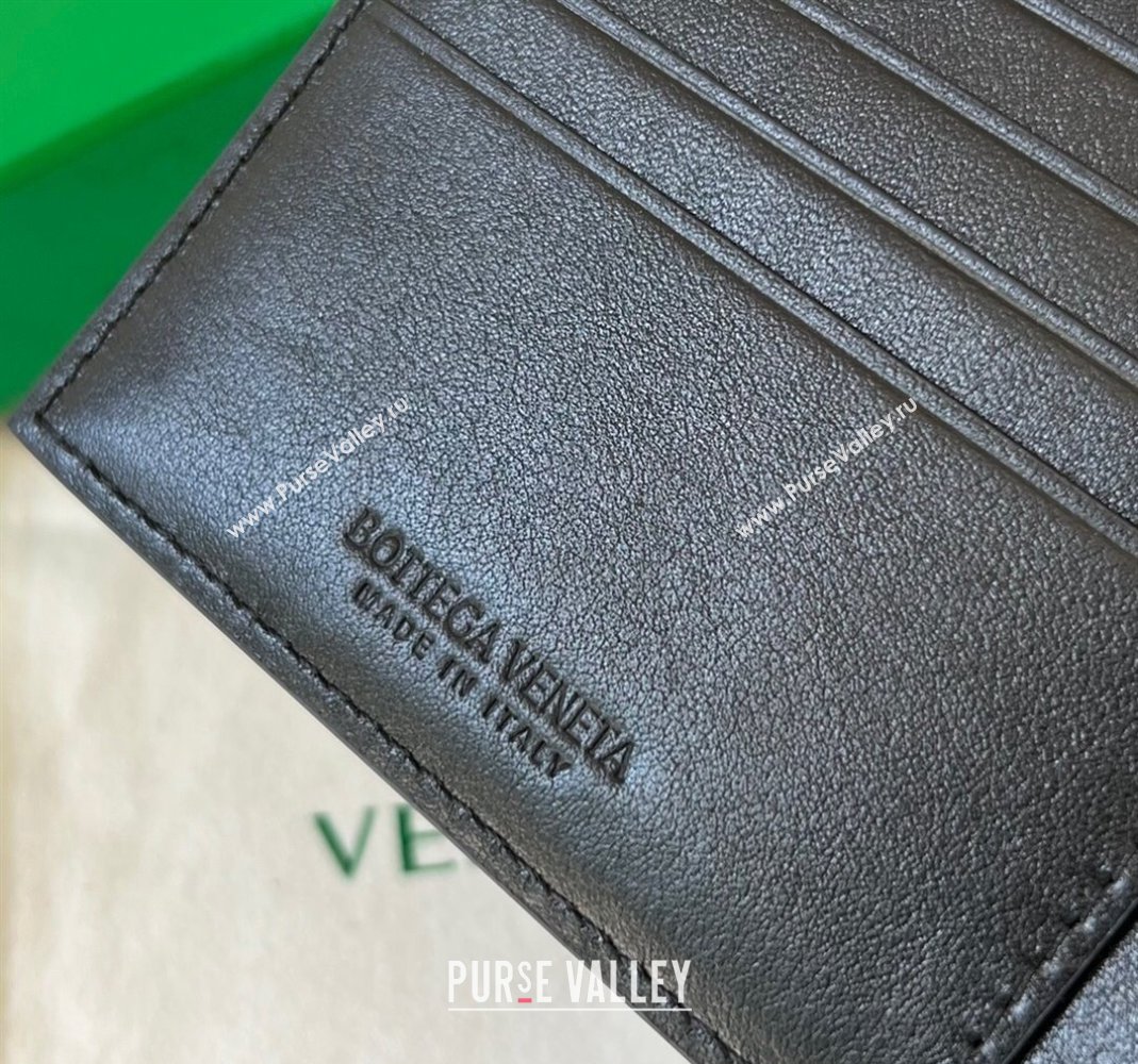 Bottega Veneta Intrecciato Leather Bi-Fold Wallet with All-over Stitching Black 2024 743211 (WT-240418091)