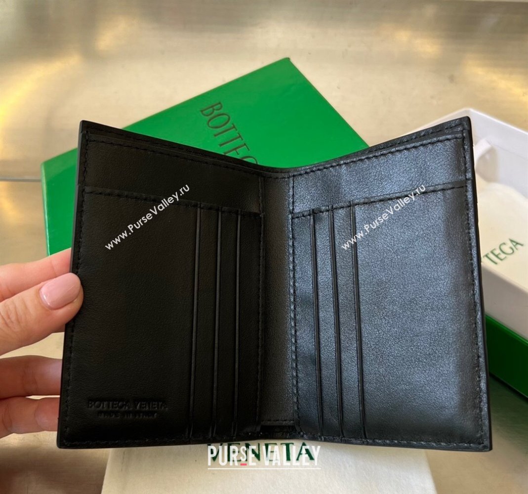 Bottega Veneta Intrecciato Leather Flap Wallet with All-over Stitching Black 2024 742143 (WT-240418092)