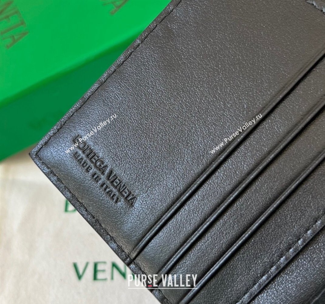 Bottega Veneta Intrecciato Leather Flap Wallet with All-over Stitching Black 2024 742143 (WT-240418092)