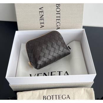 Bottega Veneta Intrecciato Leather Beauty Pouch Fondant Brown 2024 764044 (WT-240418095)