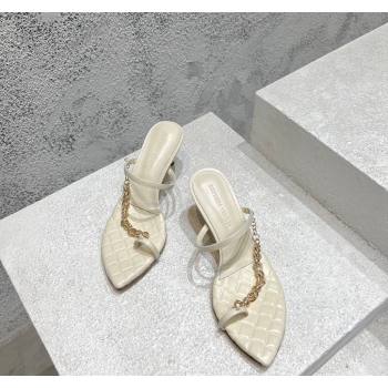 Bottega Veneta Leaf Heel Sandals 6.5cm with Chain in Lambskin White 2024 (MD-240430172)