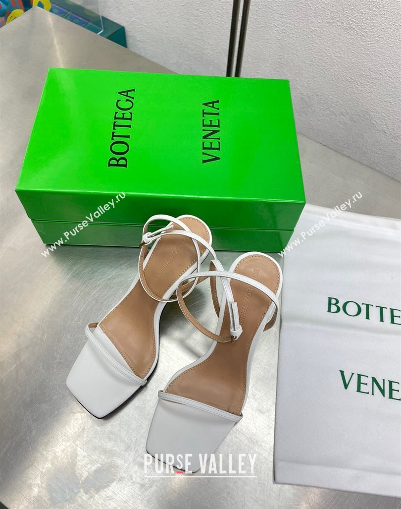 Bottega Veneta Knot Sandals 9cm in Lambskin White 2024 0430 (MD-240430135)